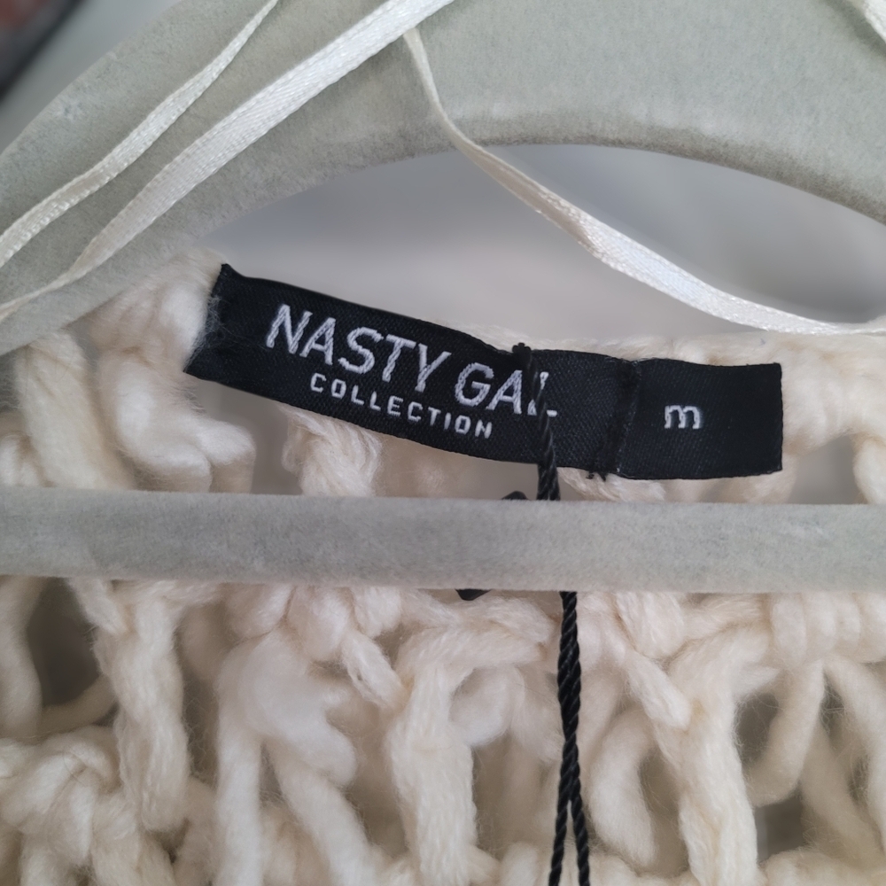 *NWT* NASTY GAL , Bad Romance shaggy cardigan, ECRU, sz M - Picture 7 of 10